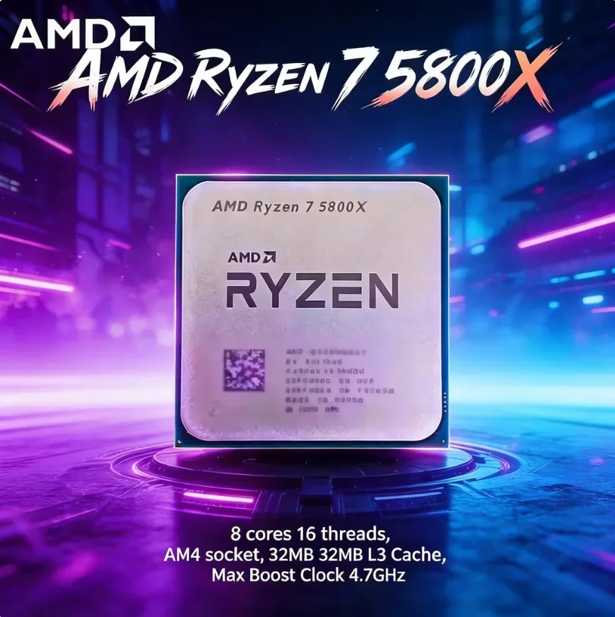 

AMD Ryzen 7 5800X 32MB L3 Cache Gaming CPU Unlocked Desktop Processor 8-Core 16-Thread 3.8GHz/4.7GHz AM4 Socket Without Package