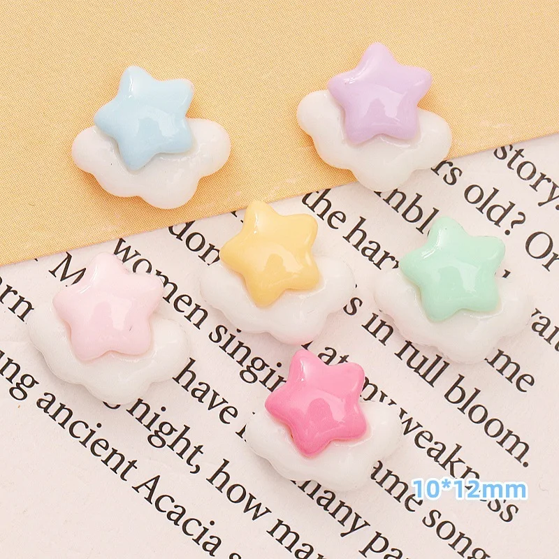 Z82 10pcs Mini Star Cloud Resin Craft Patch Candy Color Flatback DIY Materials Material Scrapbooking Cup Jewellery Accessories