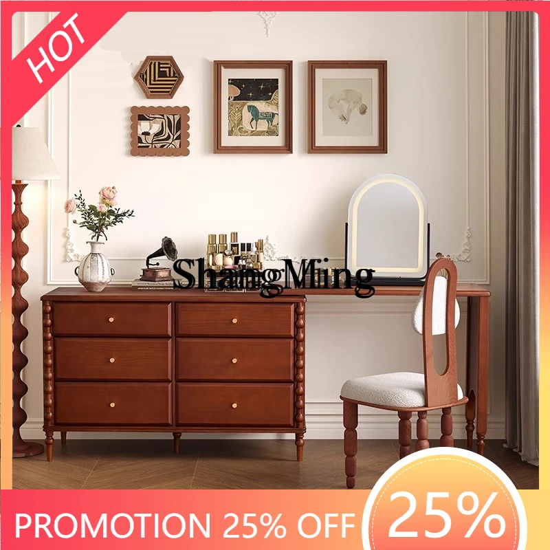 

SM new retro dresser bedroom desk dresser corner dresser integrated solid wood makeup table
