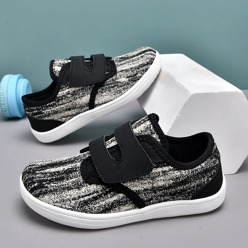 YUYIN Kids Lightweight Hook Loop Breathable Casual Shoes Mesh Barefoot Shoes Little/Big/Kid Wide Toe Minimalist Sneakers