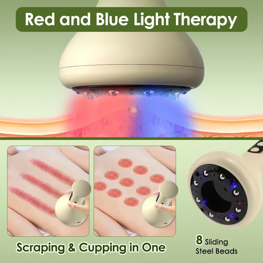 USB Rechargeable Handheld Abdominal Massager with Adjustable Guasha Cupping Intensity for Hot Compress Arm & Leg Massage