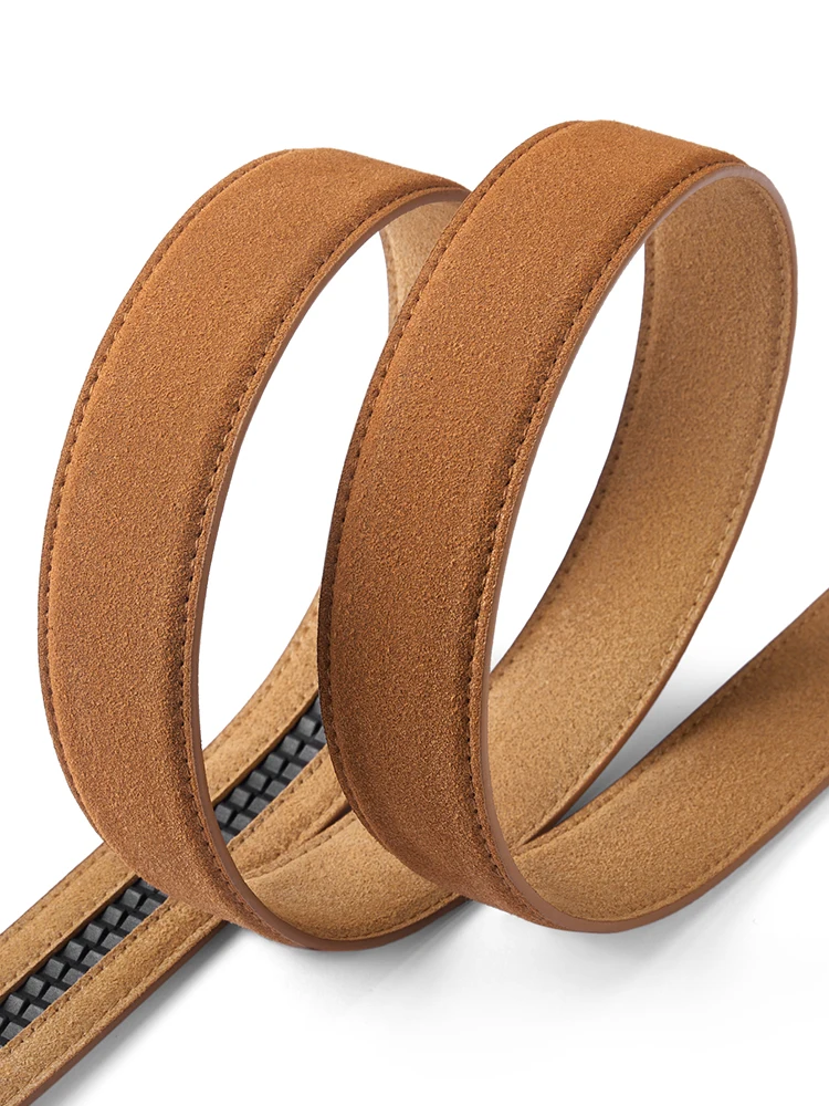 3,5 cm Unisex-Gürtel, Wildleder-Design, beliebter Stil, Designer-Gürtel, weiches Leder, geeignet für automatische Schnallen – Detail 1