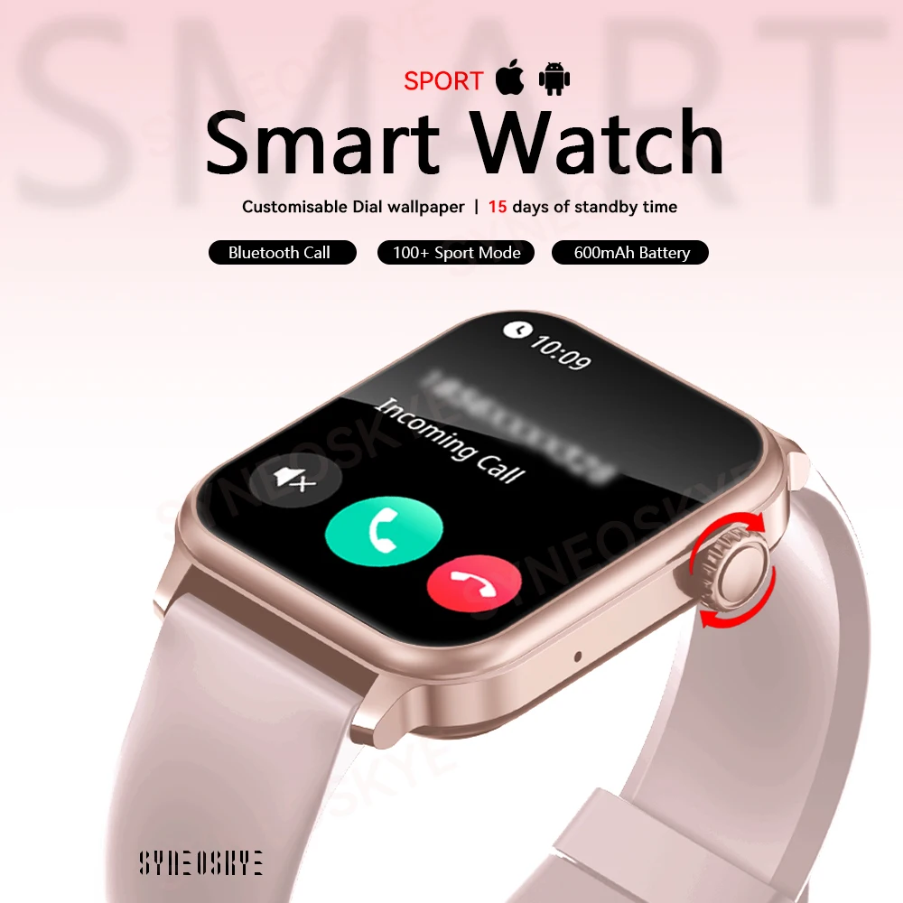 SYNEOSKYE женские умные часы Bluetooth вызов 600 мАч выносливость аккумулятора мужские спортивные умные часы мониторинг сердечного ритма для Android iOS