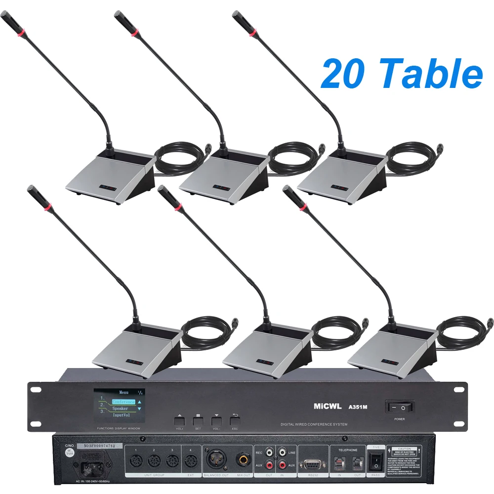 

MICWL 20, промышленная конференц-зал, проводная конференц-система 1, председатель 19, классический микрофон Delegate, макс. 255 шт.