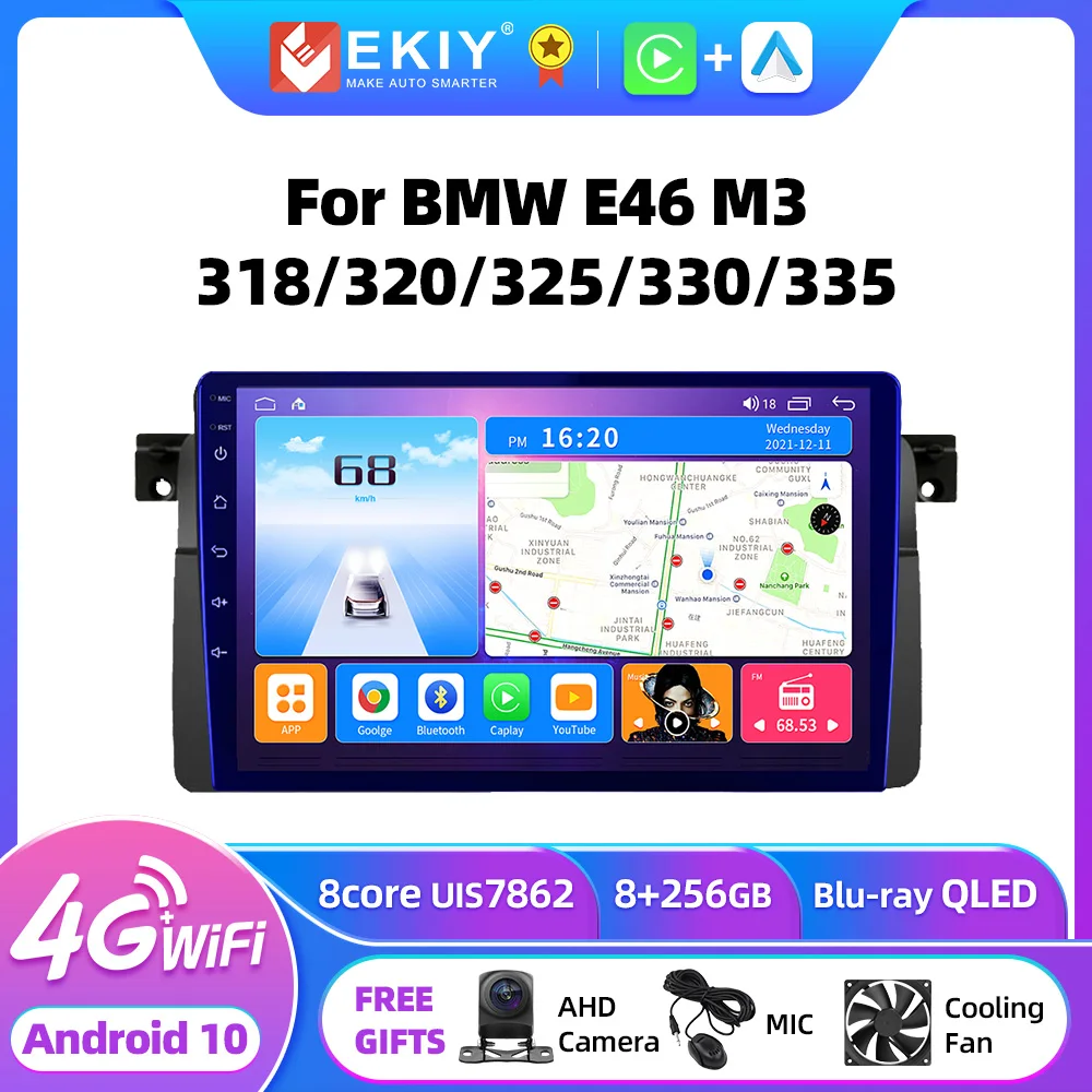 

EKIY T7 Android для BMW E46 M3 318/320/325/330/335 стерео Автомагнитола мультимедийный видеоплеер GPS Navi AI Voice Carplay 2Din DVD