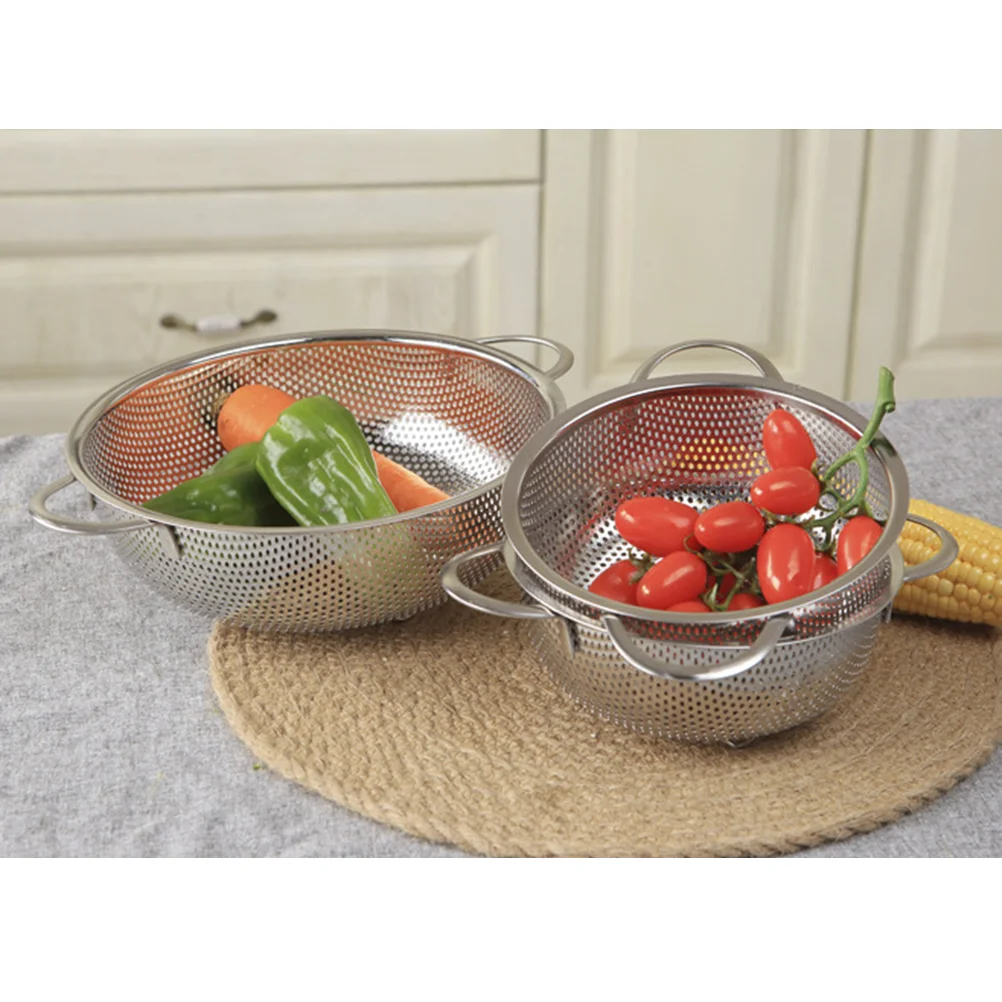 Rice Wash Strainer Colander Basket Stainless Steel French Fries Fruit Vegetable Fry Pan