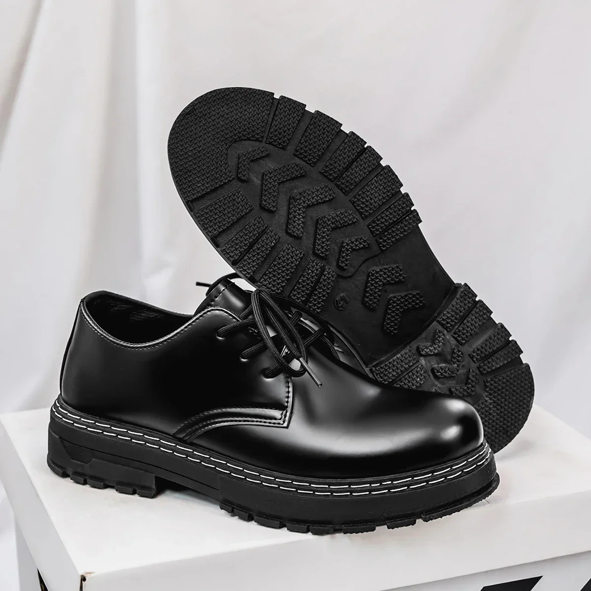 Casual Shoes, British-Style Slip-On Shoes, Pointed-Toe Dress Shoes, Low-Top Large-Size Black Shoes
