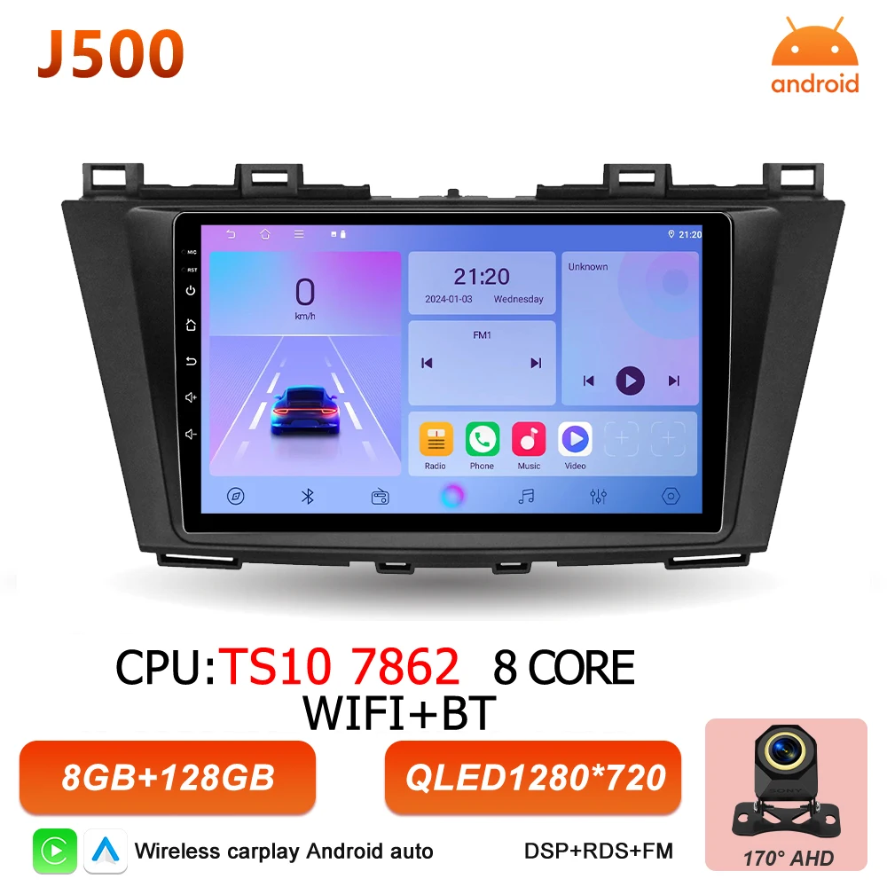 2Din Android 16 Auto autoradio voor Mazda 5 CW 2010 2011 2012 2013 2014 2015 Carplay Navigatie Video Multimedia Speler DSP Stereo