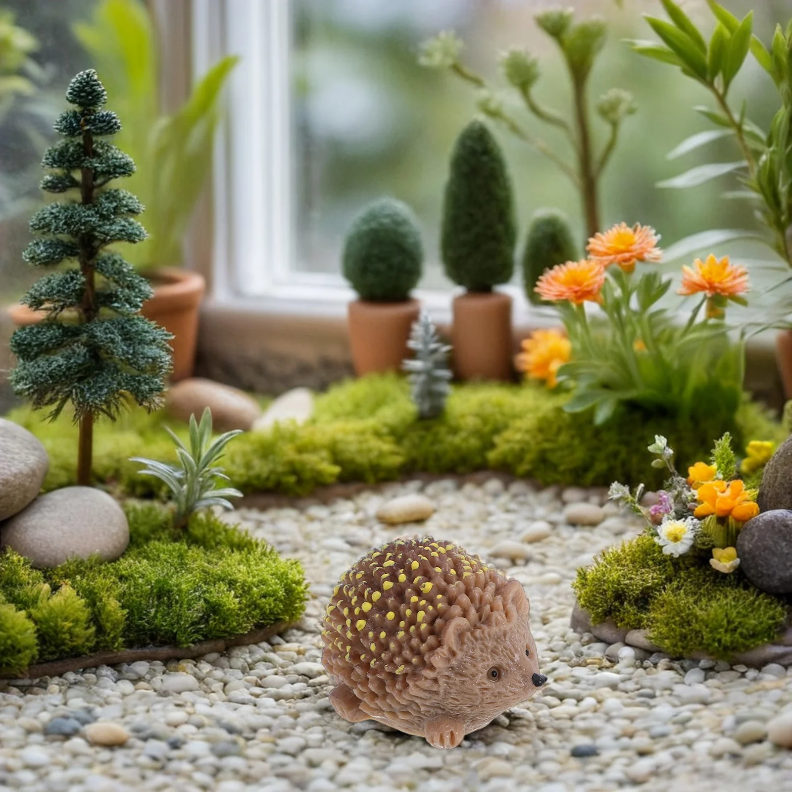 

Hedgehog Mushroom Miniature Things Statue Microscopic Garden Ornaments Resin Figure Figurine Cute Figurines