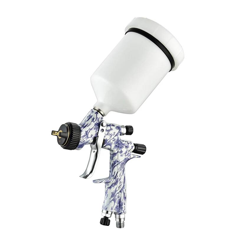 

Customised Professional Blue-and-White Porcelain 1.3mm Pneumatic HVLP Aluminium Alloy Air Spray Gun for Automotive Furniture