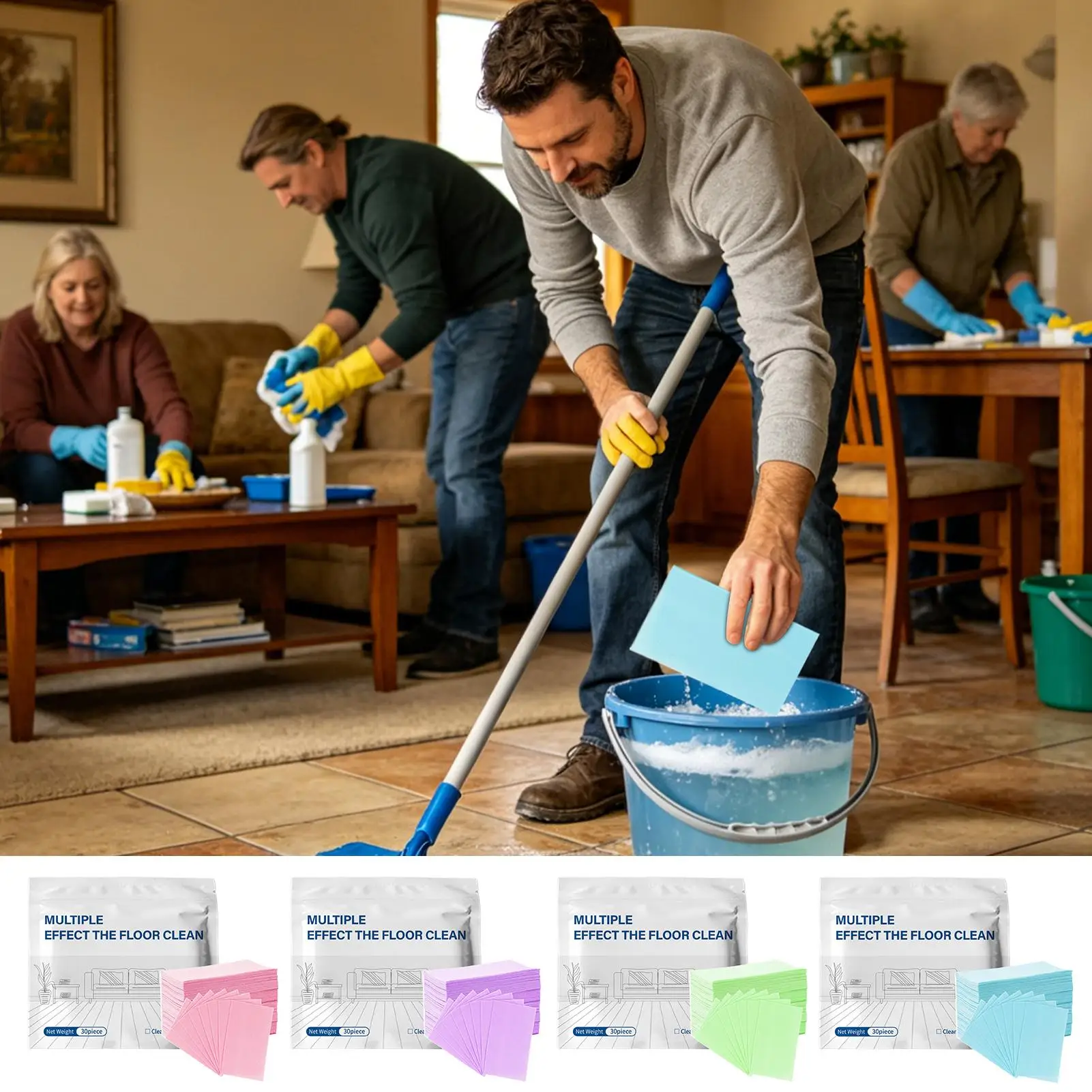 30Pcs Floor Cleaning Tablets Cleaner For Hardwood Laminate Tile & RV Walls Deodorization Shower Floor For Slippery Floor Clean ﻿