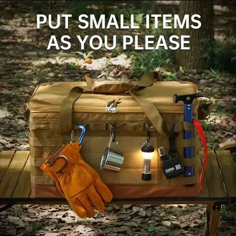 30L Camping Storage Bag, 600D Oxford Fabric Large Capacity Camping Gear Bag with Movable Partition, Waterproof Tactical Bag for