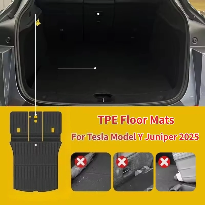 

For Tesla Model Y Juniper 2025 Car Floor Mats Carpets TPE Trunk Pads Waterproof Non-slip Cargo Liner Protective Pad Accessories