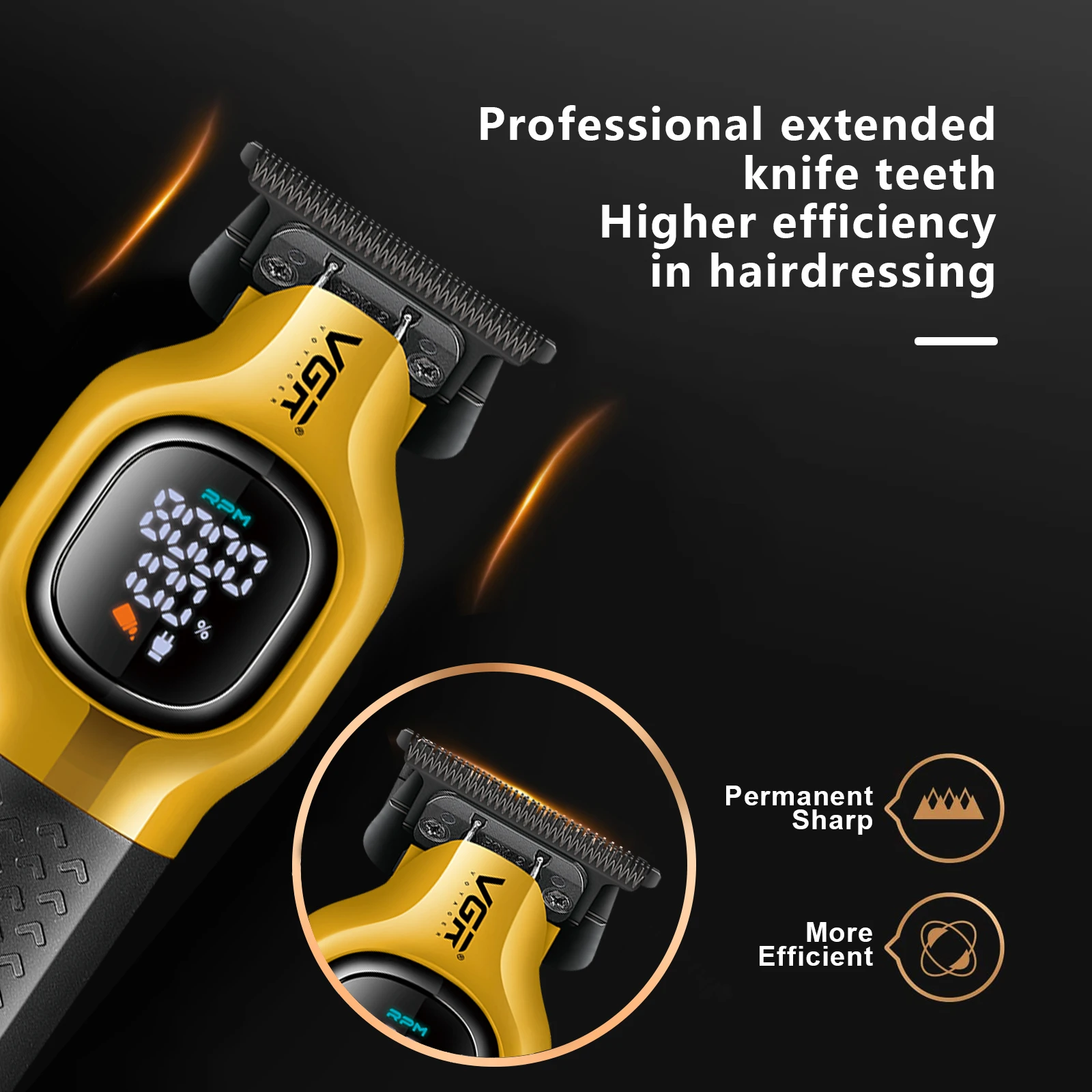 Vgr clipper base de carregamento 8000rpm aparador barbeiro profissional recarregável máquina aparador cabelo para homem 41