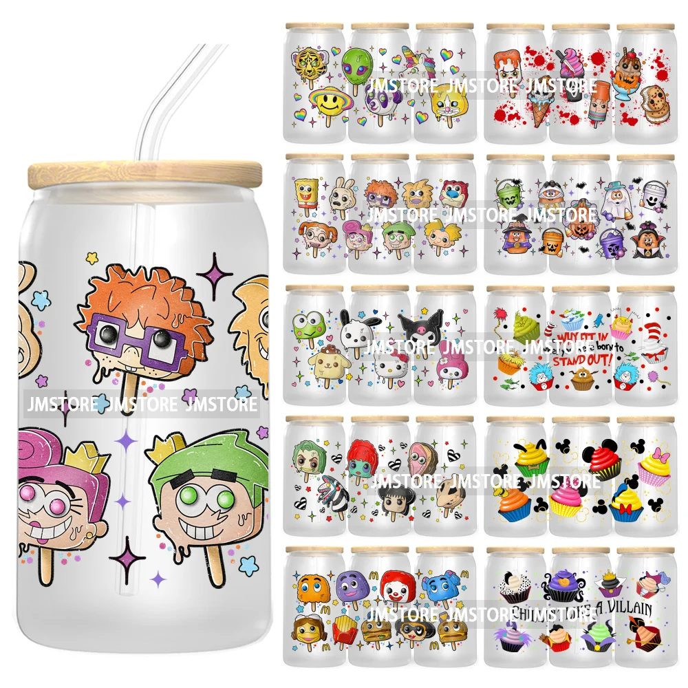 

Horror Ice Cream Halloween Popsicles 16OZ UV DTF Cup Wrap Transfer Stickers Custom Labels Waterproof Logo For Libbey Glass Can