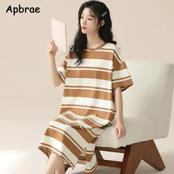 Women Summer Nightgowns Leisure Sleepshirt Short Sleeves Pullover Pajama Dress Kawaii Girl Nightdress Casual Homedress