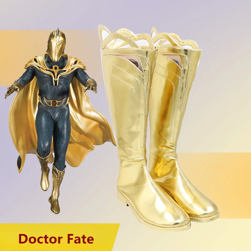

Doctor Fate Cosplay Costume Shoes Gold Handmade Faux Leather Boots