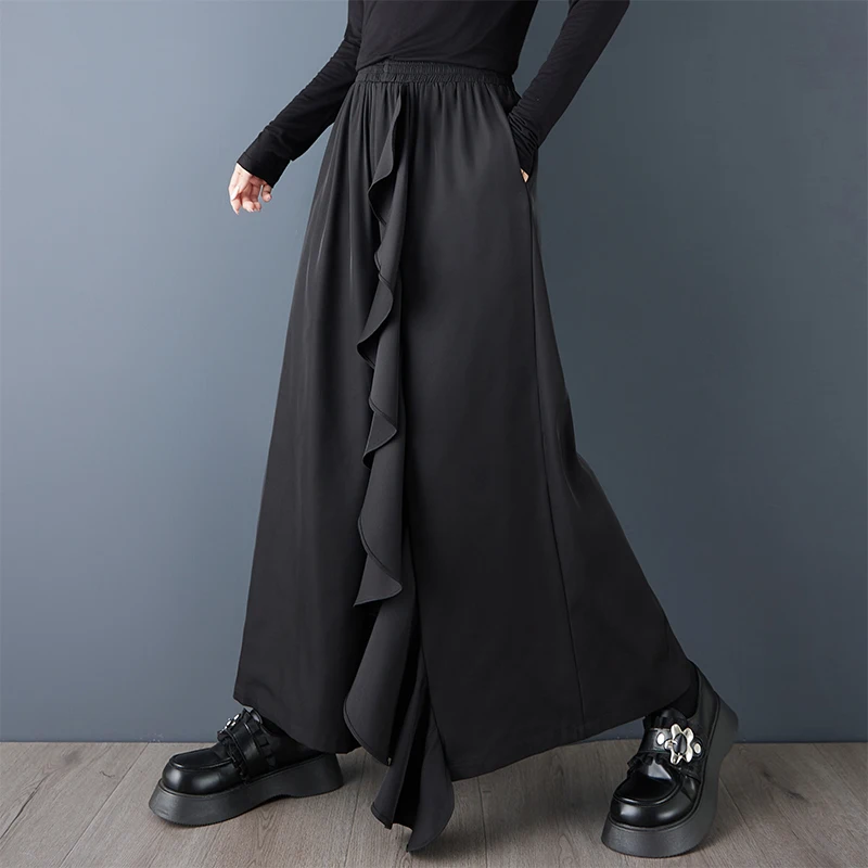 Pantalones informales k Sle, pantalones holgados de pierna ancha con diseño de retales, primavera y otoño, nuevos pantalones versátiles adelgazantes Sle Faion para mujer