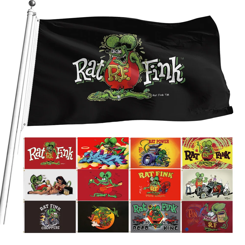 Rat Fink Flag Decoration Polyester Can Be Customized Outdoor Home 90x150cm 3x5FT Banner