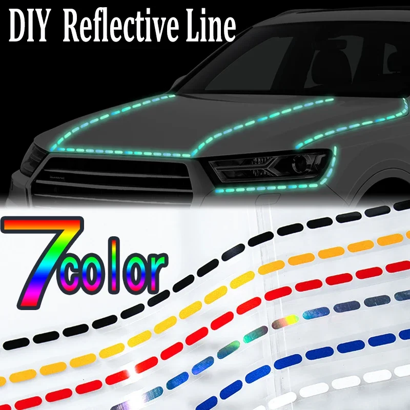 DIY Line Reflective Stickers Car Styling Body Decorative Waterproof Decal Motorcycle Electric Car Helmet Night Glowing Sticker