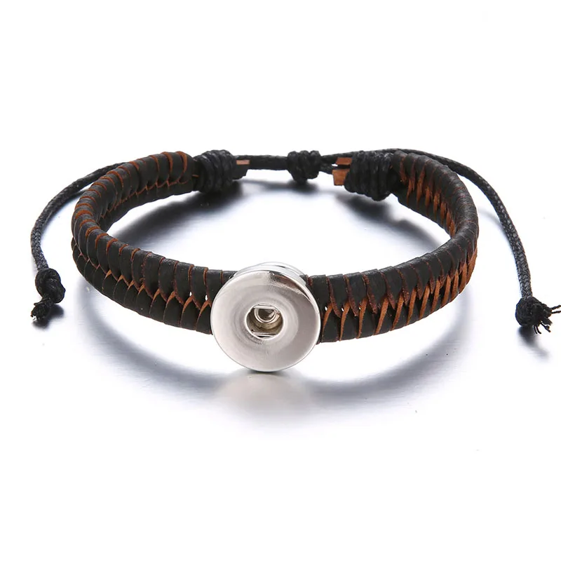 New Leather Green twist style bracelets adjustable 18mm snap bracelets fit 18mm snap buttons snap jewelry DIY accessories SE0212