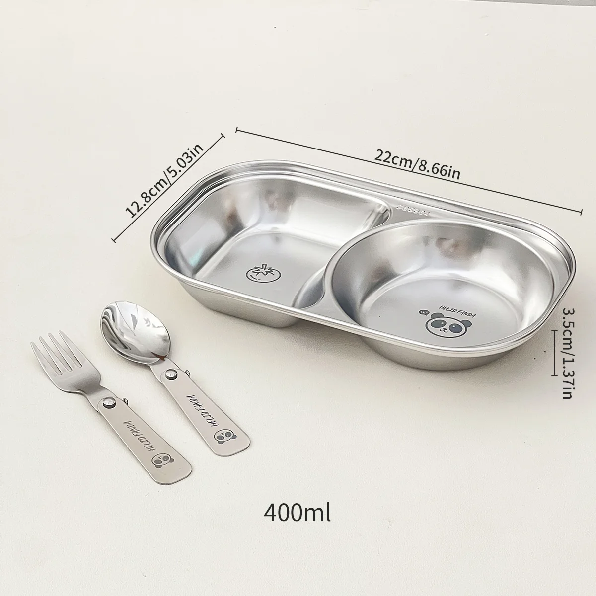 WORTHBUY Mini Schattige Kinderen Dinerbord 304 Roestvrij Staal Verdeelde Voedsel Borden Gerechten Fruitsalade Borden Keuken Servies