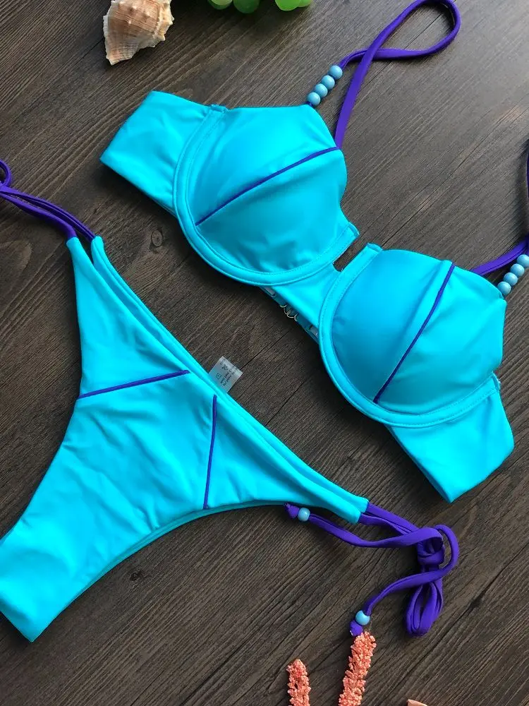 Conjunto de Bikini con Push-Up para mujer, traje de baño amarillo, microbañador de estilo vendaje, ropa de playa de dos piezas, 2023