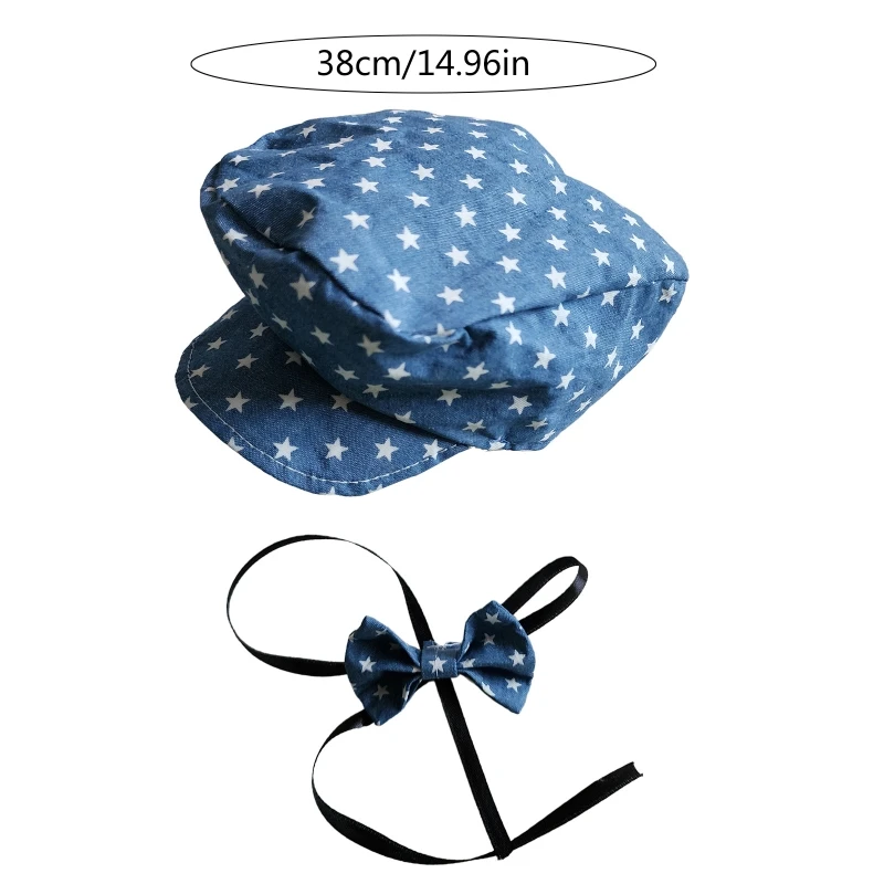 Y1UB 2 in 1 Newborn Gentleman Hat with Tie Set Little Gentleman Bowtie with Hat set Perfect for Captivating Photoshoots