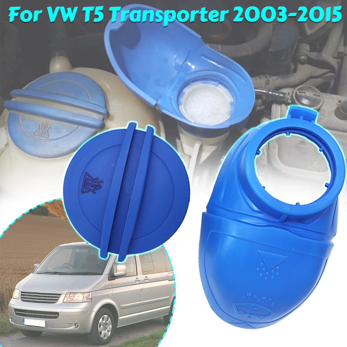 

Car Wiper Washer Fluid Reservoir Funnel Lid Cap Radiator Coolant Recovery Expansion Tank Cover For VW T5 Transporter 2003-2015