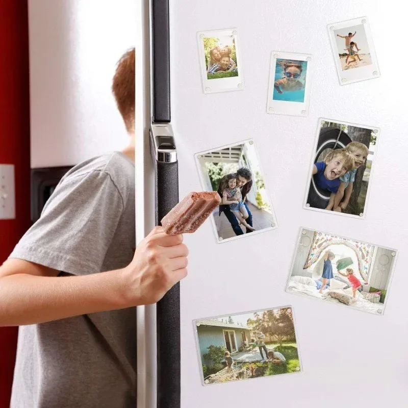 12pcs Blank Photo Frame,Insert Fridge Magnet,Mini Magnetic Refrigerator Photo Frame,Semi-Transparent Acrylic Blank Refrigerator