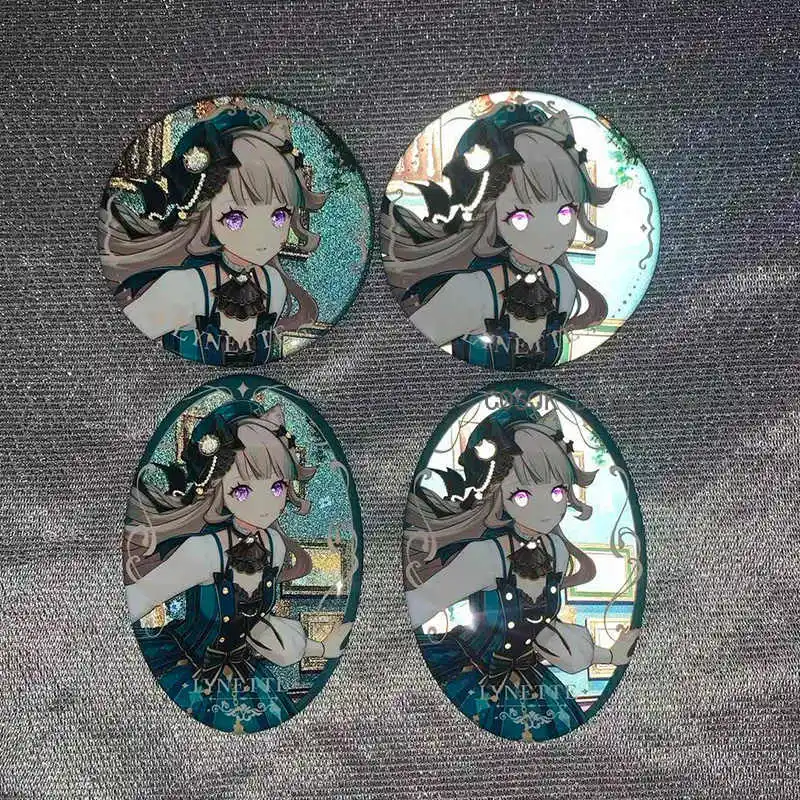 

Игра Lynette Genshin Impact Косплей Бедж Светоотражающая двойная брошь вспышки Булавки Кнопка Подвеска Бедж Коллекция Подарок для фанатов