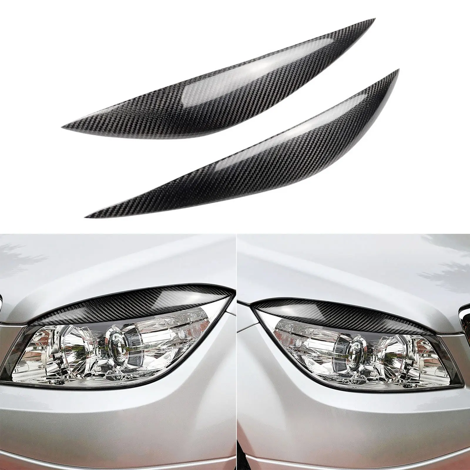 

2x Carbon Fiber Headlight Eye Lid Eyebrow Cover For Mercedes Benz W204 2007-2013