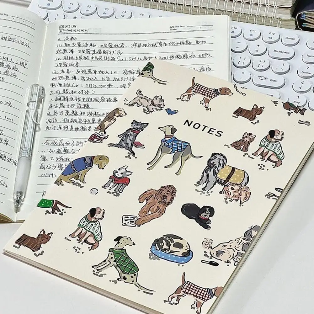 Caderno de desenhos animados de folhas soltas, Planejador Premium A5, Páginas grossas, Bonito, Design Puppy, Escrita suave, Notebooks