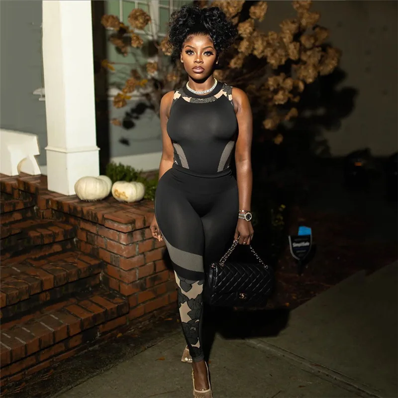 

Camouflage Print Patchwork Slim Two Piece Set Women Summer Tracksuits Sleeveless Tanks Tops Pencil Pants Fitness Joggers Suits