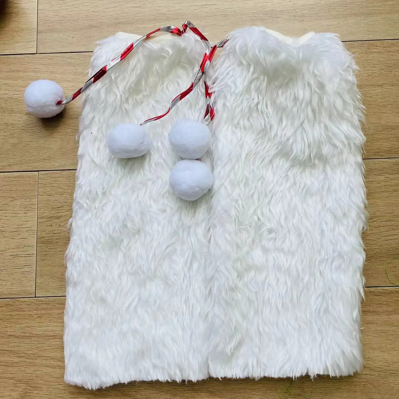 Costumes de Père Noël à Manches sulfet Col en V pour Femme, Robes Rouges et Blanches, Sangle de Pieds, Sexy, Halloween, Noël, Cos, Ensemble de 2 Pièces