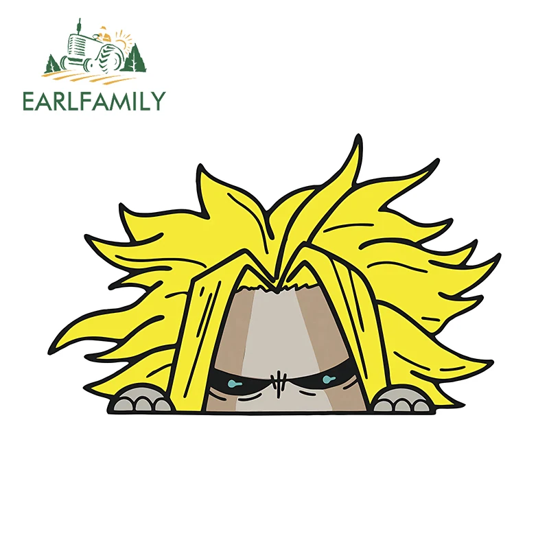 EARLFAMILY Cartoon ALL MIGHT Peeker Car Sticker Chibi Big Head PEEKING Decal JDM Rear Glass Window Graffiti Decoration