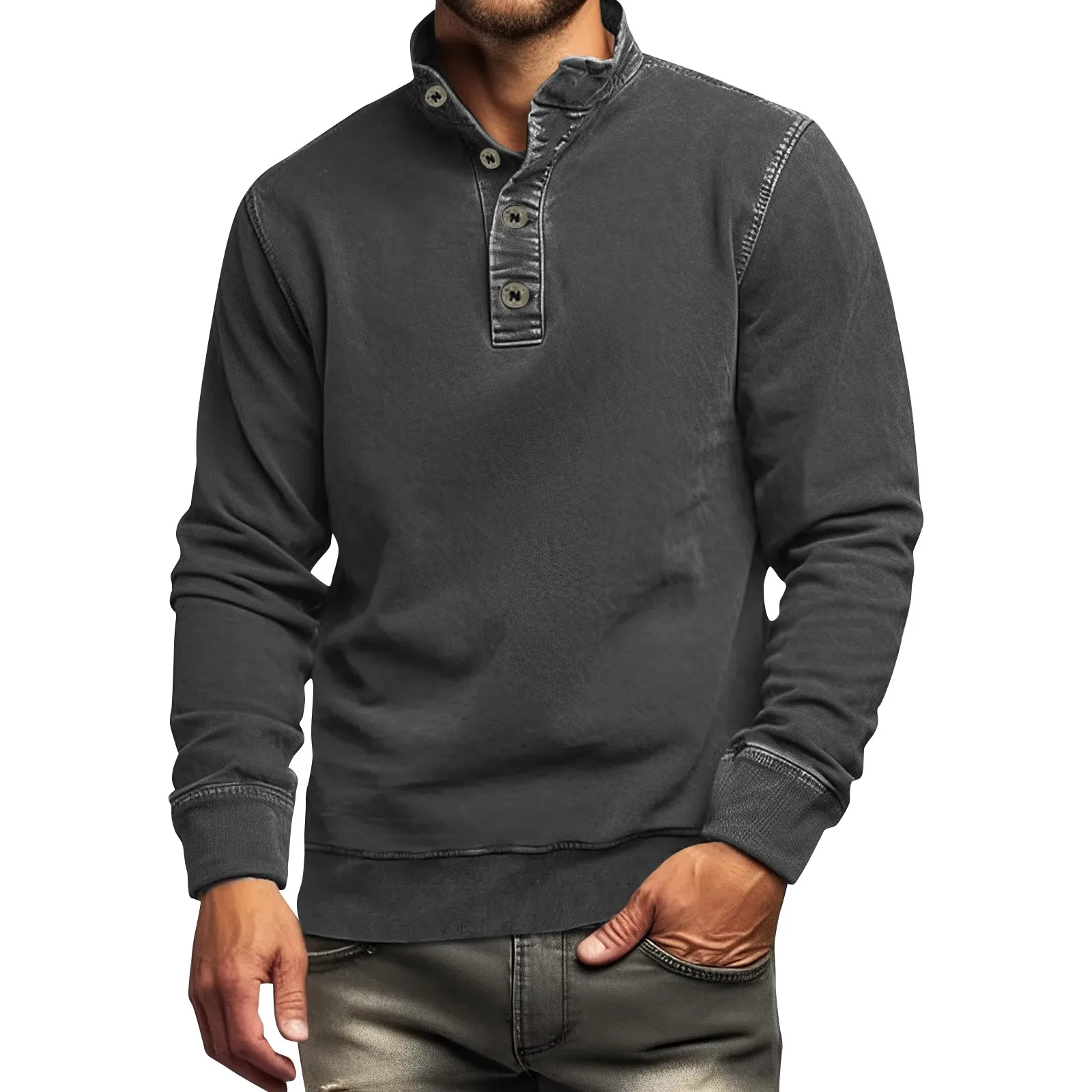 

‌Mens Solid Color Shirt Long Sleeved T-shirt Minimalist Casual Comfortable Workwear Sweatshirt Trendy Streetwear Fashion Top