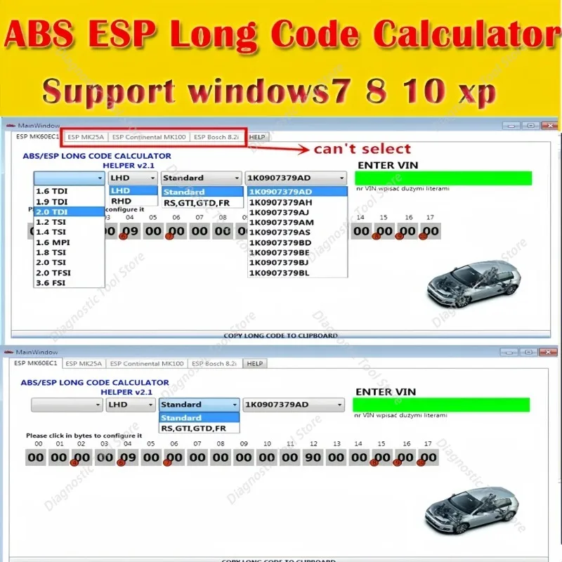 2026 New for VW ABS ESP Helper MK60EC1 software Long Code Calculator Advanced Diagnostic Capabilities