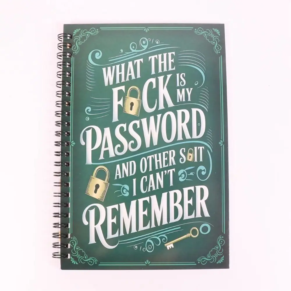 Teal Cover Spiral Password Notebook Gold Key Design To Do List Memo Notepad Time Organizer Taking Notes Diary Notebook