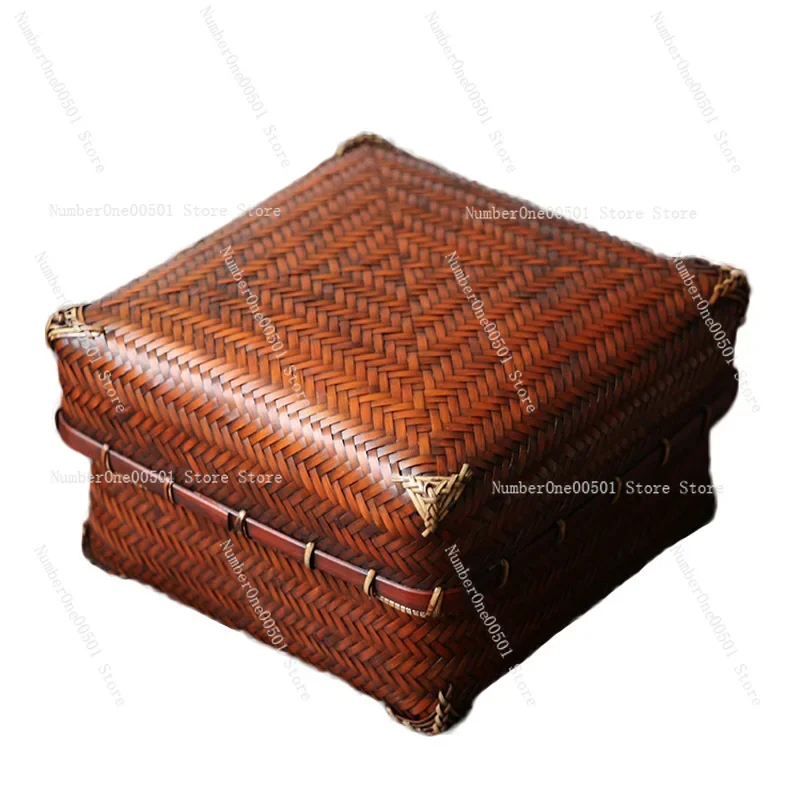 

Hand Woven Bamboo Tea Set Storage Box Japanese Style Portable Carrying Case for Kungfu Tea Cup Accessories Organizer -095