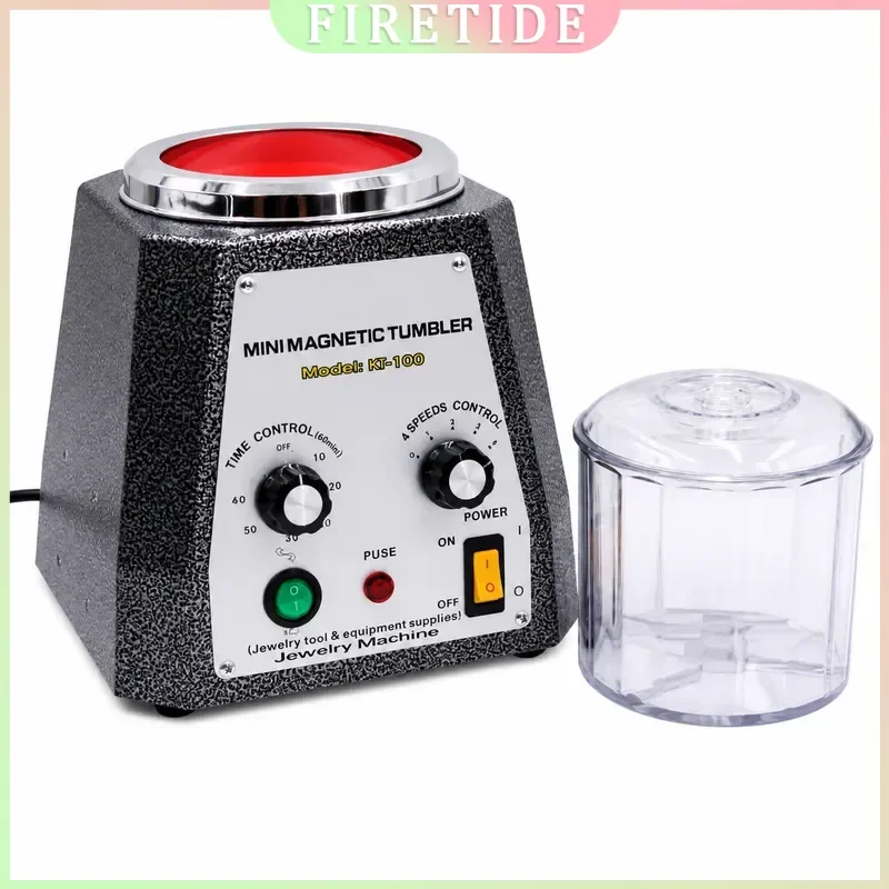 Magnetic Pin Tumbler Polishing Machine Adjustable Speed Rotary Polisher for Gold Jewelry Precision Part Finishing Tool