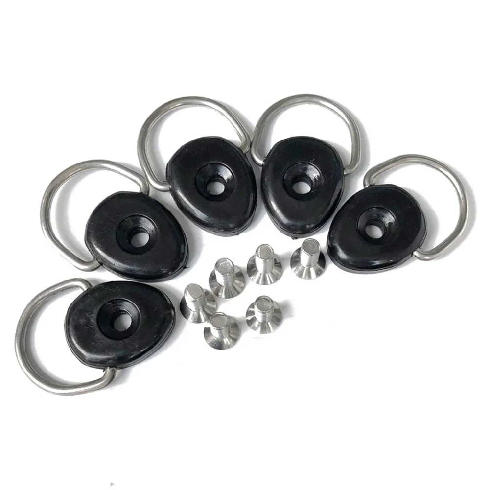 Set Of 6 For Kayak Paddle D Rings Tie Down Loops With Stainless Steel Shackles For Boat Canoe Fishing Rigging Buckle Fittings