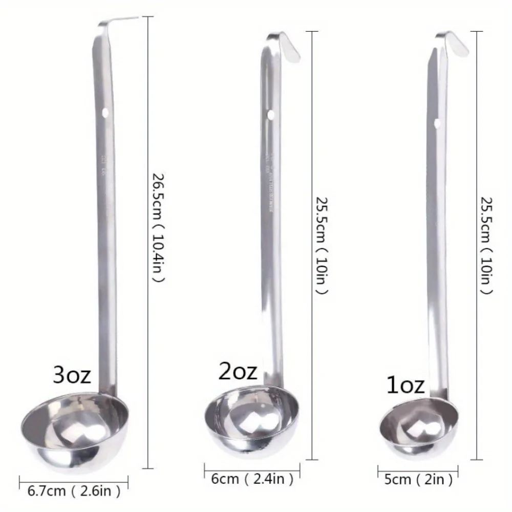 1/3 Pcs Soup Ladle, Small Stainless Steel Ladles and Spoons Professional Ladle, 1/2/3oz Duty Metal Ladle Kitchen Utensil Spoon