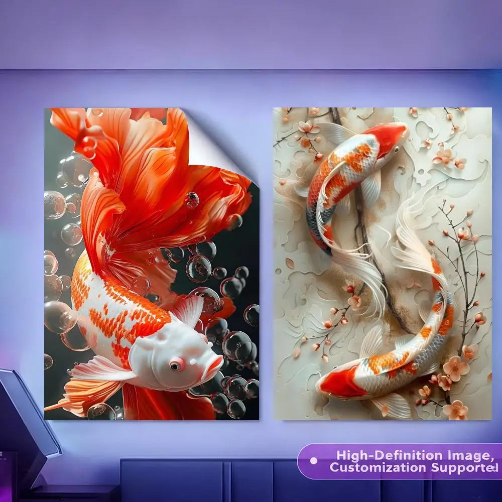 Koi Fish That Always Brings Good Luck Painting Calligraphy HD Canvas Poster Crease Free Waterproof All Space Wall Decor