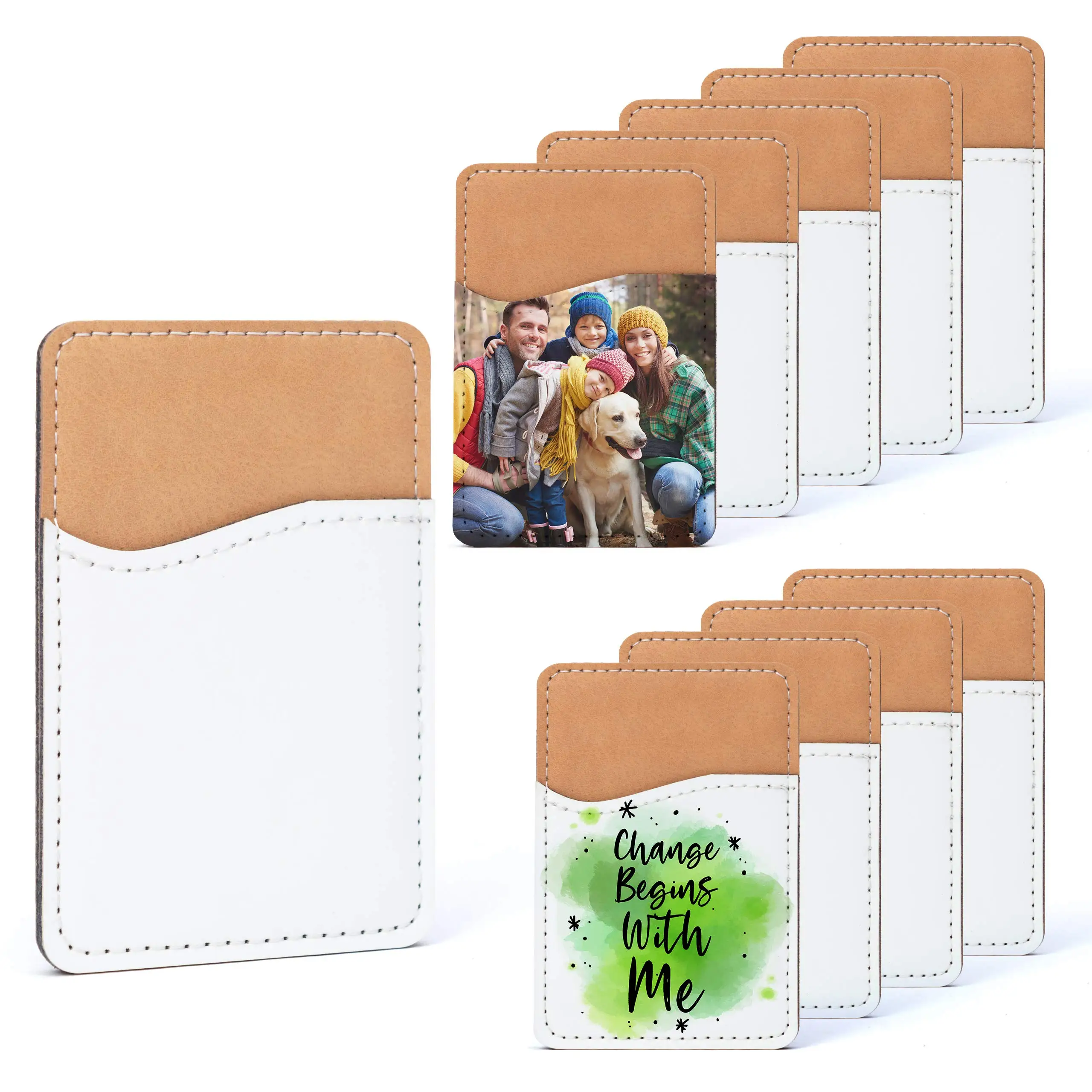 

5/10PCS Sublimation Blanks Phone Wallet PU Leather Card Holder for Back of Phone Stick on iPhone Android HTV Friendly DIY
