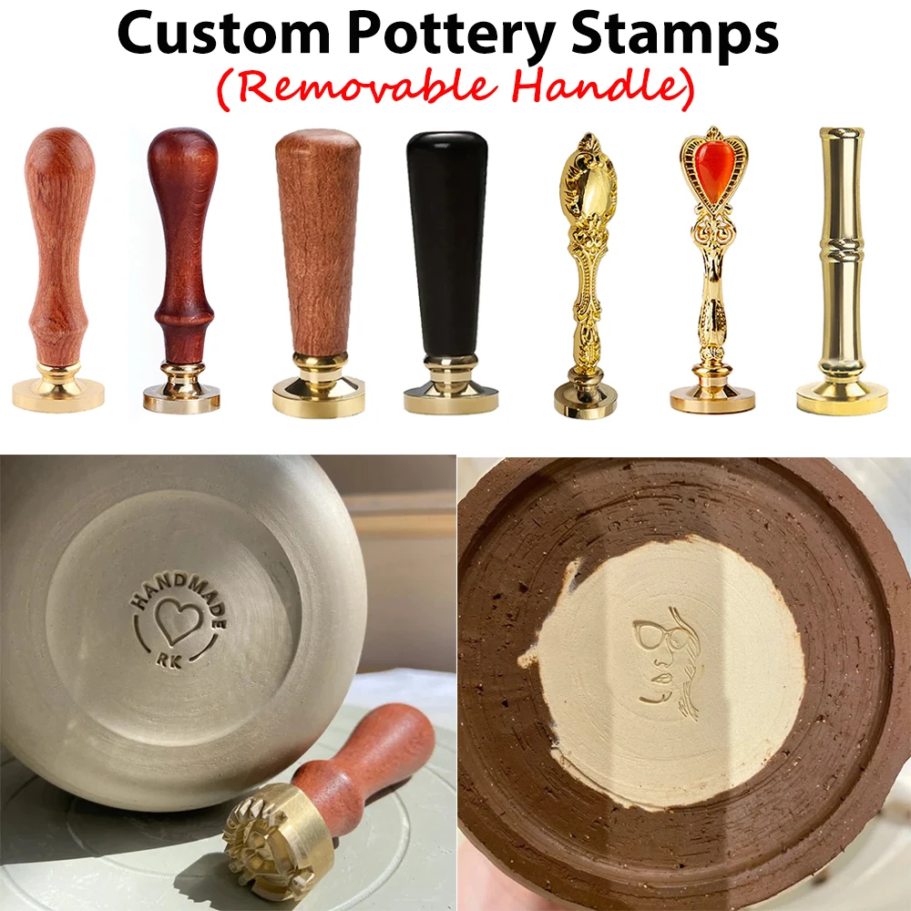 

3cm DIY Logo Design Custom Pottery Stamp Removable Handle Personalized Clay Stamps for Potters Lovers Craft Custom Text Stamp
