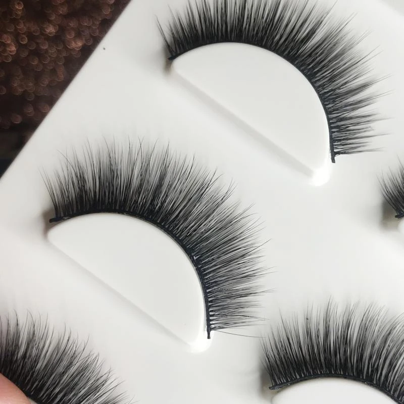 YOKPN natural thick false eyelashes Soft curled cotton thread with stem eyelashes recommended by makeup artist 3 Pairs