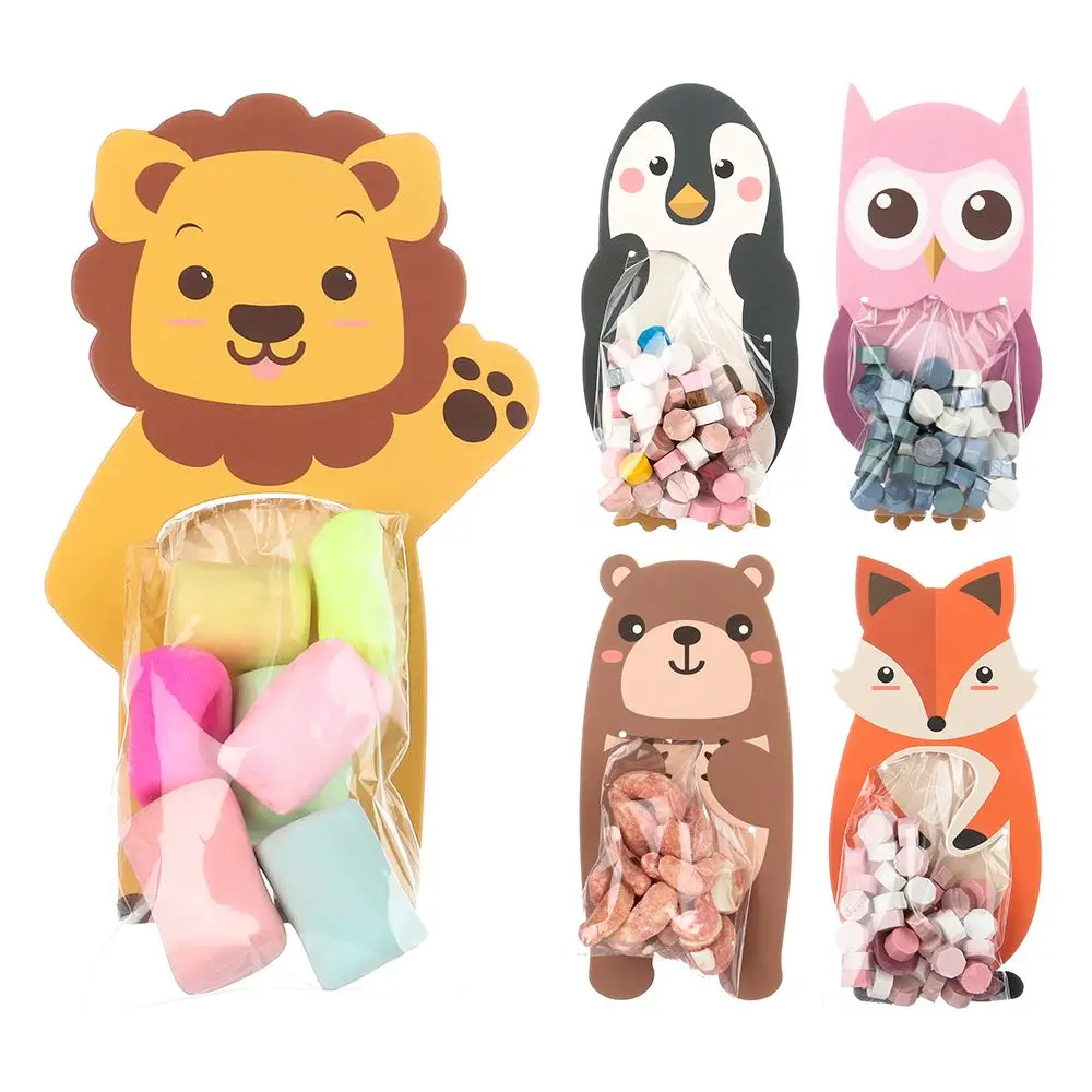 10Pcs Animal Bear Lion Candy Bags Cookies Packaging Bag Biscuits Snack Food Seal Disposable Portable Gifts Packaging Bag