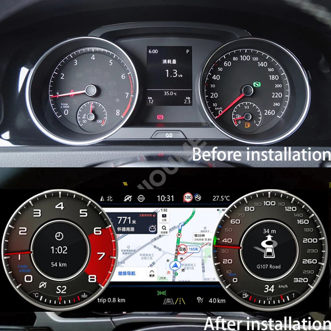 Digitaal dashboardpaneel Virtueel instrumentenpaneel CockPit LCD-snelheidsmeter voor...7 R Golf7 MK7 GTi 2012 ~ 2020