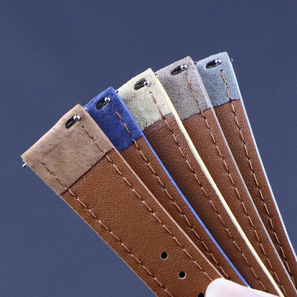 Genuine Suede Watch Strap Vintage Watchband 18mm 20mm 22mm With Quick Release Watch Band Wristband Accessories